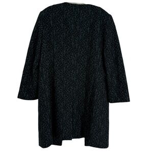 TALBOTS Blazer Size 12 Jacket Open Front Lace Brocade Blue Black Longline